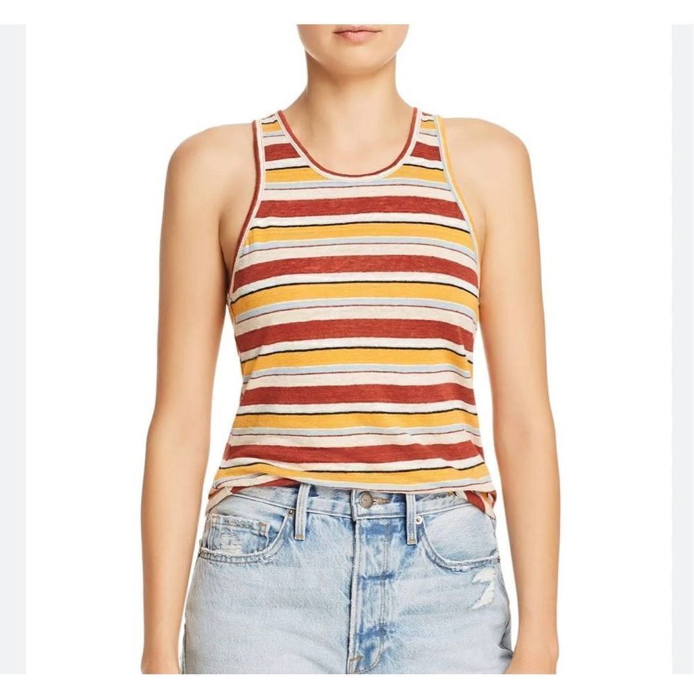 Frame Denim Striped Linen Tank Top size S